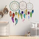 DIY Traumfänger Farbige Feder Wandtattoo, VASZOLA Abnehmbare Dream Catcher Wandsticker Aquarell Farbige Feder Wandaufkleber für Wohn & Schlafzimmer Baby-& Kinderzimmer M