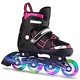 WeSkate inliner Kinder/Herrn/Damen größenverstellbare Inline Skates für Jungen/Mädchen Roller Skates Größe 31–42 Rollschuhe mit LED R