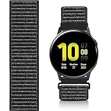 Niboow 20mm Armband Kompatibel mit Samsung Galaxy Watch 4, Nylon Solo Loop Ersatzband für Samsung Galaxy Watch 4 Classic/Galaxy Watch Active/Active 2/Samsung Galaxy Watch3 41 mm/Gear Sport-Schw