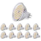 SanGlory 10 Stück MR16 GU5,3 LED Lampen 5W 380 Lumen 3000K Warmweiß Ersetzt für 50W Halogen 60 * 2835 SMD LED Leuchtmittel Energiesparlampe Abstrahlwinkel 120º AC/DC 12V (10er Warmweiß)