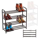 GEMITTO Schuhregal Ausziehbar mit 4 Ablagen, Robust und Stilvoll Schuhständer Platzsparend Erweiterbar Schuhablage für 20+ Paar Schuhe Bronze (60-106) x 22,5 x 61,5