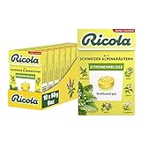 Ricola Zitronenmelisse, Schweizer Kräuterbonbon, 10 x 50g Böxli, ohne Zucker, Wohltuend und erfrischender G