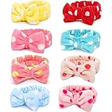 SIMIN 8 Stück Bowknot Haarband für Make up, Elastische Korallen Samt Gesicht Waschen Dusche Stirnband für Waschen Spa Yoga Beauty Gesichtspflege Make-up für D