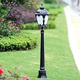 Außenlampe Pfostenleuchten 1.16M Pole Laterne Rasenterrasse Wasserdicht IP55 Aluminium Glassäulenlampe E27 Straßenlaterne Für Landschaft Garten Villa Innenhof G