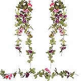 HAMOOM 2STK Blumengirlande 220CM Künstliche Blumen Girlande Hochzeit Kunstblumen Fahrrad Blumenranke Rosengirlande Flower Garland für Garten Zuhause Hotel Wand Bogen Dek