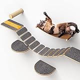 Nelix Katzenkletterwand | Kratzbaum 2.0 für Katzen | Kletterwand aus Echtholz | Katzentreppe Katzenmöbel Hängematte (5-Teilig)