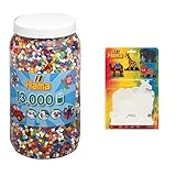 Hama 211-00 - Bügelperlen Dose mit ca. 13.000 Perlen, 10 Farben gemischt & 4554 - Blisterpackung große Stiftplatten, Elefant, Giraffe, Löwe, Kamel, 4 Stück