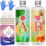 Flüssiges Silikon Kautschuk - 600g Lichtdurchlässiger Silikon Formen Herstellen Kit für Silikonformen Herstellung - 1: 1 Verhältnis Silikon für DIY Harzformen, Formenbau, Schmuckherstellung, B