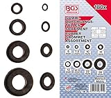 BGS 8125 | Gummi-Durchgangstüllen-Sortiment | 180-tlg. | metrisch | Dichtungsring-Set | Gummi-Dichtung | Elektrische-Leiterdichtung | inkl. Sortimentsk