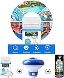 Chlor Tabletten,Chlortabletten für Pool,Pool Chlor Floater für Chlortabletten,einschließlich Reinigungstabletten + 7-in-1-PH-Teststreifen + Spender, Pool-Reinigungskits,Brausetabletten Reinig