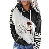 yiouyisheng Weihnachts-Hoodie Damen Casual Kapuzenpullover Briefe und Schneemann Drucken Hoodie Langarm Xmas Pullover Tops Weihnachten Sweatshirt Mit Kapuze Herbst W