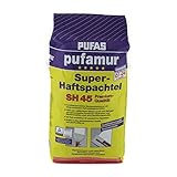 PUFAS SH45 pufamur Super-Haftspachtel Kunstharzvergütete, faserverstärkte Gipsspachtelmasse für innen 5kg, weiß