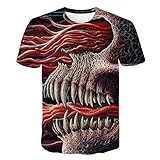 Herren T-Shirt 3D Tentakelzähne Skelett Druck Sommer Tshirt Casual Unisex Lustiges Kurze Ärmel Rundhals Tee Shirt Tops-M