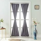 French Türvorhang Pure Farbe Verdunkelungsvorhang, Panovous Seitenlicht-Vorhänge für Vordertür, Französische Türpaneel für Terrasse Schiebefenster 1 Stange Tasche Vorhang, 1 Stück (Grau, 64*183cm)
