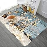 RJIANRA 3D Teppich Wohnzimmer 3D Starfish Conch Moderner Designer Bordüre mit Puzzle Muster Orientalisch Vintage Schlafzimmer Weicher Tradition Klassischer kinderzimmer Dekoration Rugs R773 80X160