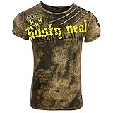 Rusty Neal Herren T-Shirt NO Mercy Waschung Washed Rundhals RN-15156-1, Größe:L, Farbe:Hellb