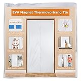 MAGZO Wärmeschutzvorhang 80x200 cm, Magnet Thermo Fliegengitter Tür, EVA Winter Kalteschutz Isolier Fliegenvorhang für Balkontür Wohnzimmer Vollrahmen-Klettverschluss Ohne Bohren Weiß