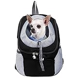 Faltbar Hunderucksack mit Pet-Pad Katzen Rucksack bis 12 kg internem Sicherheitsseil und Gute Luftdurchlässigkeit für Reiten, Wandern und Reisen,L