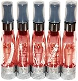 5x FUSION V3 CE5+ CLEAROMIZER (Atomizer-Verdampfer) 3.2 Ohm / 1.6 ml - mit langen Dochten - austauschbare Köpfe - für die elektronische Zigarette (e-Zigarette) EGO-T / EGO-C / EGO-W / 510 eGo Gewinde - ROT