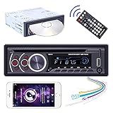 Hikity 1 Din Autoradio DVD CD-Player Bluetooth-Audio System Auto FM Radio Empfänger, Freisprechen, USB-Schnellladung, MP3-Autoplayer mit AUX-in SD USB Eingangsanschluss + Kabellos Fernbedienung