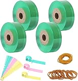 DKINY 4 Stück Pfropfband Set, Dehnbar PVC Veredelungsband mit 30 Etiketten und 50 Gummiband, Feuchtigkeit Pflanzenbinder Baumband für Obstbäume Pflanzen Wundverschluss Reparatur Garten Graft, 2cmx100
