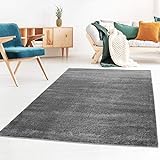 Taracarpet Kurzflor-Designer Uni Teppich extra weich fürs Wohnzimmer, Schlafzimmer, Esszimmer oder Kinderzimmer Gala dunkel-grau 060x090