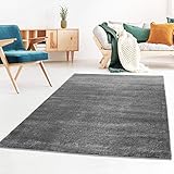 Taracarpet Kurzflor-Designer Uni Teppich extra weich fürs Wohnzimmer, Schlafzimmer, Esszimmer oder Kinderzimmer Gala dunkel-grau 120x170