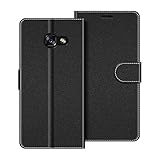 COODIO Handyhülle für Samsung Galaxy A3 2017 Handy Hülle, Samsung Galaxy A3 2017 Hülle Leder Handytasche für Samsung Galaxy A3 2017 Klapphülle Tasche, Schw
