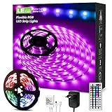 LE LED Strip 5M RGB Set, LED Streifen 5050 SMD, 12V, Selbstklebend LED Strips, Flexibel LED Band, LED Lichtband IP20, Dimmbar LED Leiste Lichterkette mit Fernbedienung für Haus, Party, Kü