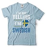 Silk Road Tees Männer Schweden T-Shirt Schweden-Flagge Lustige schwedische patriotische Heritage-T-Shirt Medium Hellb