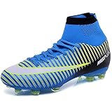 BOLOG Fußballschuhe Herren High Top Spikes Cleats Athletics Fußballschuhe Kinder Trainingsschuhe Professionelle Outdoor Sport Football Schuhe Unisex Blau 39 EU