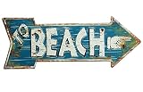 zeitzone Nostalgie Blechschild to Beach Pfeil Wegweiser Vintage Geprägt 50 x 19
