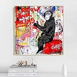 Wandkunst Bilder Banksy Monkey Follow Your Dreams Leinwand Malerei Street Graffiti Kunst Poster und Drucke für Wohnkultur-80x80cm R