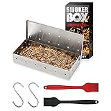 JINGYOUDAMAI Räucherbox Holzkohlegrill,Grill Räucherbox Universal,Edelstahl Räucherbox,Smoker Box für Gasgrill,Räucherbox Gasgrill,Smoker Box Set,Smoker Box, für Gasgrill undHolzkohleg