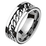 Mianova Biker Band Ring Edelstahl Ketten Herrenring Damenring Partnerring Freundschaftsring Damen Herren Silber Größe 65 (20.7)