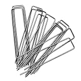 Erdanker Bodenanker Erdnägel Zeltheringe Stahl Bodenanker Zeltnägel Galvanischer Stahl Verzinkt f. Unkrautvlies Zelt Erdspieß Hering Uförmig (7x15 cm, 10 Stück)