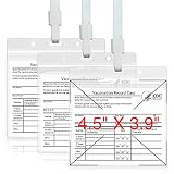 CDC Impfkarten-Schutz mit Umhängeband, 10 x 7,6 cm, Impfpass Impfkarten-Halter, wasserdicht, transparent, Kunststoffhülle mit wiederverschließbarem Reißverschluss, 3 Stück (transparent)