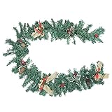 Colorful Weihnachten Tannenzapfen Rattan Tannenzweige Blatt, Künstliche Ranz Neujahr 2022. Garland für Weihnachtsbaum Treppe Geländer Hochzeit Decora - 180CM (Grvn)