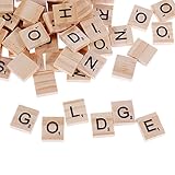 GOLDGE 100 Stück Scrabble Buchstaben Holz Buchstabe Fliesen zum Spielen, Lesen für Vorschule Kinder Bildung ,DIY Handwerk Dek