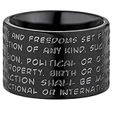 GILARDY GHR-R2BK18 Human Rights Ring R2 Edelstahl Gravur | Schmuck Menschenrechte (Black, 57 (18.1))