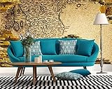 3D benutzerdefinierte Retro-Steinwand Europäische Karte Tapete Hotel Restaurant Wandbild Wohnzimmer Bibliothek Fototapete * 400 cm x 280 cm (157,4 x 110,2 Zoll)