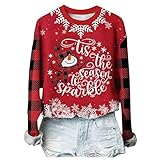 Weihnachtspulli Damen Weihnachtspullover 3D Druck Weihnachten Pullover Rentier Elfe Weihnachtspullover Kapuzenpullover Teenager Mädchen Weihnachts Xmas Pulli Shirt Weihnachtsmann Christmas Sw