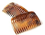 2 x Einsteckkamm ca. 7,5 x 4,7 cm havanna-braun Spaltzahn Steckkamm Made in Germany (511)