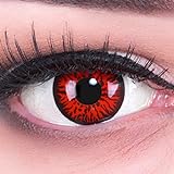MeralenS 1 Paar farbige rote Crazy Fun red demon Jahres Kontaktlinsen.Topqualität zu Fasching, Karneval und Halloween mit gratis Kontaktlinsenbehälter ohne Stärk