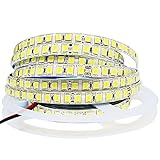 LED Streifen Licht 24V, Tesfish 5M kaltes Weiß 6500K LED Lichtleisten SMD 5054 IP65 Wasserdicht 120 LEDs/M, Total 600 LEDs Super Hell LED Bänder, LED Strips für Zuhause, Regal, Küche Dek