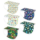 Alueeu 50 Stück Mundschutz Kinder Einweg Jungs Bunt CE Mund und Nasenschutz mit Motiv Dinosaurier MNS Halstuch Masken Cartoon Atmungsaktiv Tücher Bandana Schals für Mädchen (Bunt F, One Size)