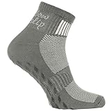 1 Paar grau Anti-Rutsch-Socken mit ABS-System, ideal für solche Sportarten,wie Joga,Fitness,Pilates,Kampfkunst,Tanz,Gymnastik,Trampolinspringen.Größen von 42 bis 43,atmende Baumw