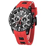 Uhr Herren SAPPHERO Herren Armbanduhr Chronograph Analogue Quartz Männer Uhren 3ATM Wasserdicht Großes Zifferblatt Silikon Bänder Business Military Sport Style Elegant Geschenk fü