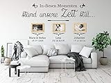 tjapalo® a34 Wandtattoo Momente Wandsticker Wandaufkleber Wohnzimmer In diesen Momenten stand unsere Zeit still mit 3 Wunschdaten, Größe: B130xH53cm, Farbe: schw