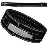 AKS Schwerer Gewichthebergürtel, Leder, Pro Gürtel, Fitnessstudio, Training, Powerlifting – Hebelschnalle, 10 mm Lendenwirbelstütze und 10 mm dick (Schwarz, Größe M 76,2 - 91,4 cm)